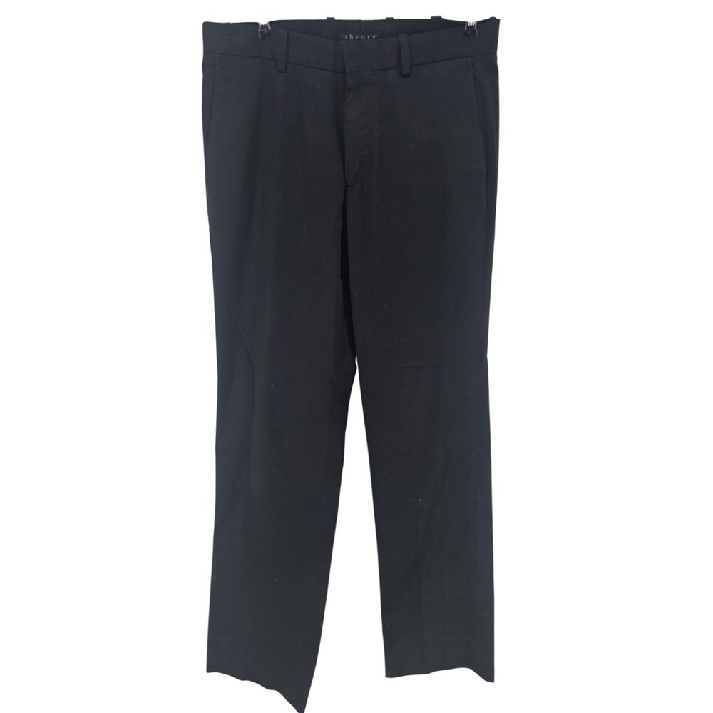 Theory Robby Quest Trousers Men 30 Black Slim Straight Stretch Cotton Chino Pant